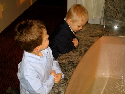 Front row seats for the baptism!