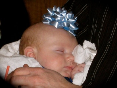 Benjamin fell asleep during his present-opening at lunch
