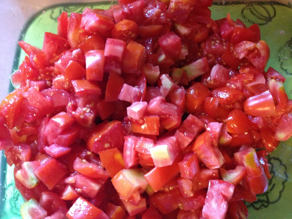 Chopped up all of the tomatoes...